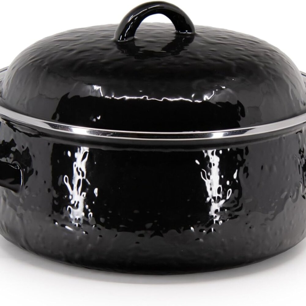 Golden‎ Rabbit Enamelware - Black Pattern - 4qt Dutch Oven